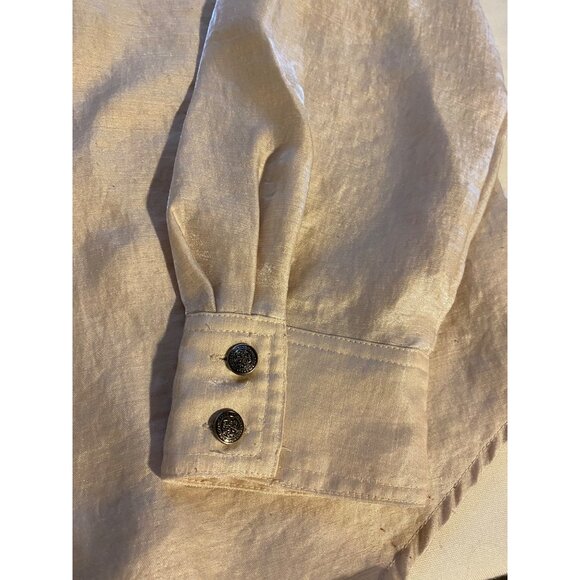 Coldwater Creek Women XL Beige Button-Down Shirt Shimmer Long Sleeve Shacket - Picture 14 of 14